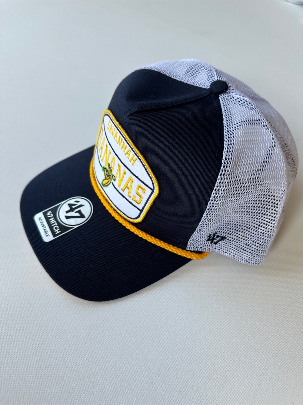 New Savannah Bananas ‘47 Adjustable Navy and Yellow Rope Mesh Trucker Hat - Picture 2 of 7